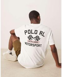 Polo Ralph Lauren - Camiseta Blanco De Corte Clásico Extragrande Con Logo Y Estampado De Estilo Carreras En La Espalda De Tejido Flameado De - Lyst
