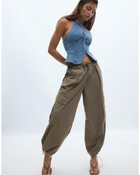 Stradivarius - Poplin Trousers With Stoppers - Lyst