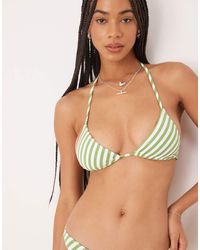 & Other Stories - Top Bikini A Triangolo Allacciato Al Collo A Righe - Lyst