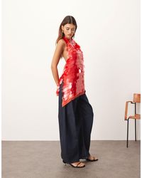 ARRANGE - Embellished Shard Sequin Longline Halter Neck Top - Lyst