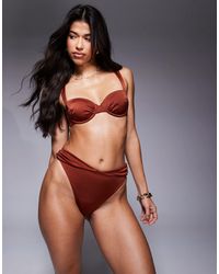 ASOS - Simone Shine High Leg High Waist Bikini Bottom With Twist Waist Panel - Lyst