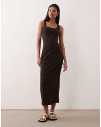ASOS - Square Neck Seam Detail Midi Dress - Lyst