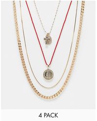 ASOS - 4 Pack Mixed Necklace Set - Lyst