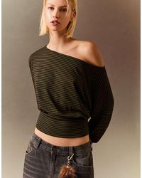 Bershka - Striped Long Sleeve T-Shirt With Sash - Lyst