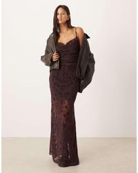 ASOS - Vestito Lungo Floccato A Fiori Con Spalline Sottili E Scollo Ad Anello - Lyst