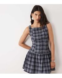Kaiia - Exclusive Square Neck Tailored Button Detail Mini Dress - Lyst