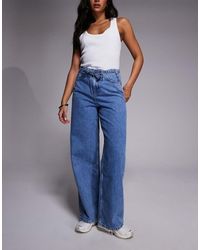 River Island - Wide Leg Tie Front Jeans - Lyst