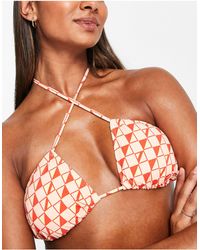 Vero Moda - Mix & match - top bikini a triangolo con stampa fantasia, colore rosso e - Lyst
