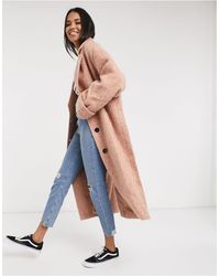 ASOS Ruimvallende Oversized Jas Met Vleermuismouwen En Textuur - Roze