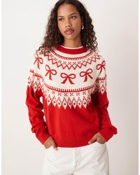 ASOS - Bow Pattern Yoke Fairisle Jumper - Lyst