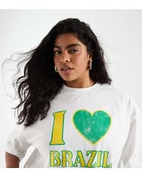 ASOS - Asos Design Curve Boxy Crop Tee With I Love Brazil Graphic - Lyst