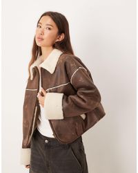 ASOS - Bonded Borg Fleece Zip Through Cropped Jacket - Lyst