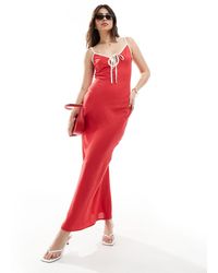 ASOS - Linen Slip Dress With Contrast Binding - Lyst