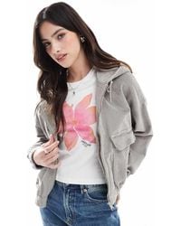 ONLY - Zipped Through Cord Hooded Jacket - Lyst