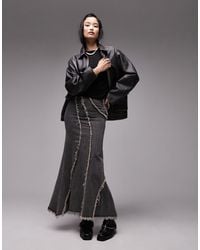 TOPSHOP - Denim Fishtail Skirt With Raw Seams - Lyst