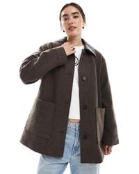 ASOS - Veste élégante avec col en similicuir et doublure matelassée - moka - Lyst