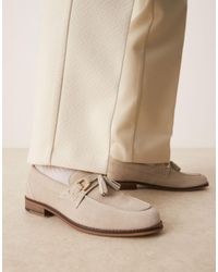 ASOS - Grey Suede Loafers With Tassel - Lyst