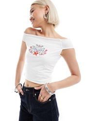 Daisy Street - Off Shoulder Embroidered Crop Top - Lyst