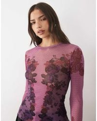 AFRM - Kaylee Mesh Crew Neck Long Sleeve Top - Lyst
