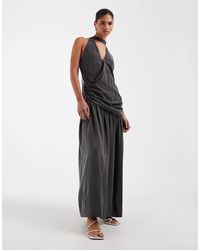 ASOS - Halter Neck Scarf Detail Drop Waist Maxi Dress - Lyst