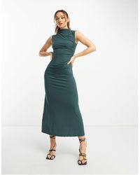 ASOS - Sleeveless High Neck Maxi Dress With Ruched Skirt - Lyst