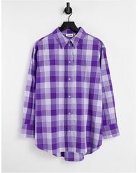 Weekday Edyn Organic Cotton Poplin Check Shirt - Purple