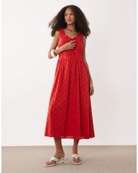 Nobody's Child - Rylee Cotton Broderie Detail Tie Front Midi Dress - Lyst