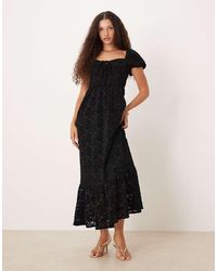 Lovedrobe - Floral Velvet Square Neck Midaxi Dress - Lyst