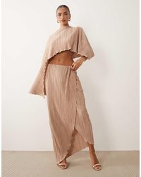 ASOS - Plisse Co-Ord Sarong Style Wrap Midi Skirt - Lyst