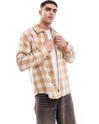 Jack & Jones - Surchemise à carreaux épaisse effet brossé - beige - Lyst