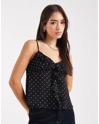 Miss Selfridge - – camisole-top aus chiffon mit polka dots und rüschen - Lyst