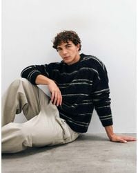 ASOS - Oversized Knitted Brushed Stripe Jumper - Lyst