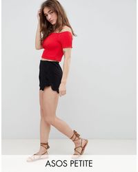 ASOS Asos Design Petite Scallop Hem Jersey Shorts - Black