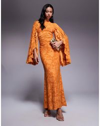 ASOS - Devore Modesty Maxi Dress With Extreme Wide Sleeves And Drop Waist Detailing - Lyst