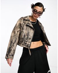 Collusion - Faux Leather Distressed Biker Jacket - Lyst