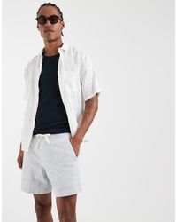Hollister - Cotton-linen Blend Seersucker Pull On Shorts - Lyst