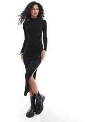 Stradivarius - Knitted Midi Dress With Side Split - Lyst