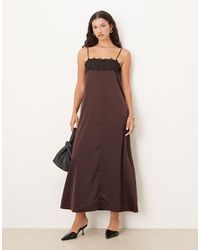 ASOS - Lace Overlay Cami Satin Slip Maxi Dress - Lyst