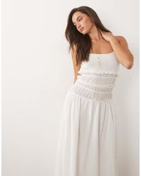 The Frolic - Exclusive Dobby Cotton Frill Shirred Bodice Detail Cami Maxi Dress - Lyst