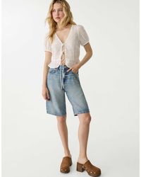 Stradivarius - D95 - bermuda en jean - foncé délavé - Lyst
