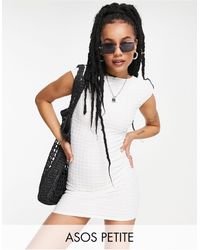 ASOS - Asos Design Petite Textured T-shirt Mini Dress With Back Tie Detail - Lyst