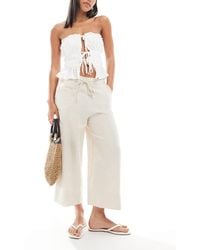 New Look - Linen Blend Cropped Trousers - Lyst