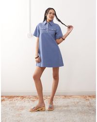 Reclaimed (vintage) - Denim Shirt Mini Dress - Lyst