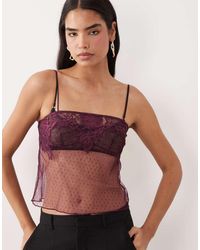 ASOS - Lace Trim Cami Top With Textured Mesh - Lyst