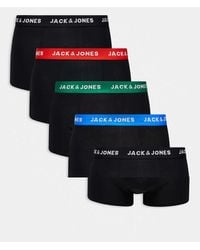 Jack & Jones - Confezione Da 5 Boxer Aderenti Neri Con Elastico - Lyst