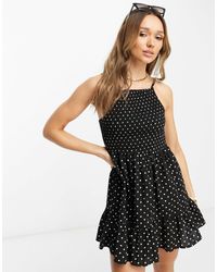 ASOS - Square Neck Shirred Mini Sundress - Lyst