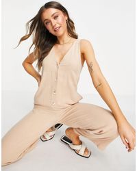 Damen Bekleidung Jumpsuits und Overalls Playsuits oversize-trägertop aus strick in Weiß TOPSHOP 