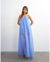 TOPSHOP - Organza Layered Bandeau Maxi Dress - Lyst