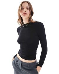 Miss Selfridge - Top Met Lange Mouwen En Rechte Hals - Lyst