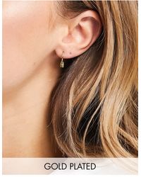Orelia Micro Padlock Drop huggie Hoop Earrings - Metallic